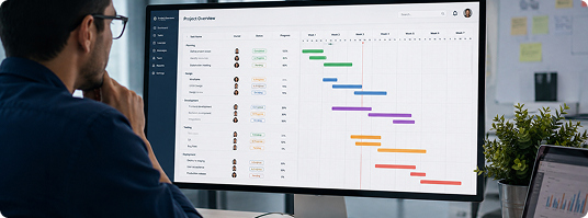 Project overview dashboard with clear visibility across workstreams